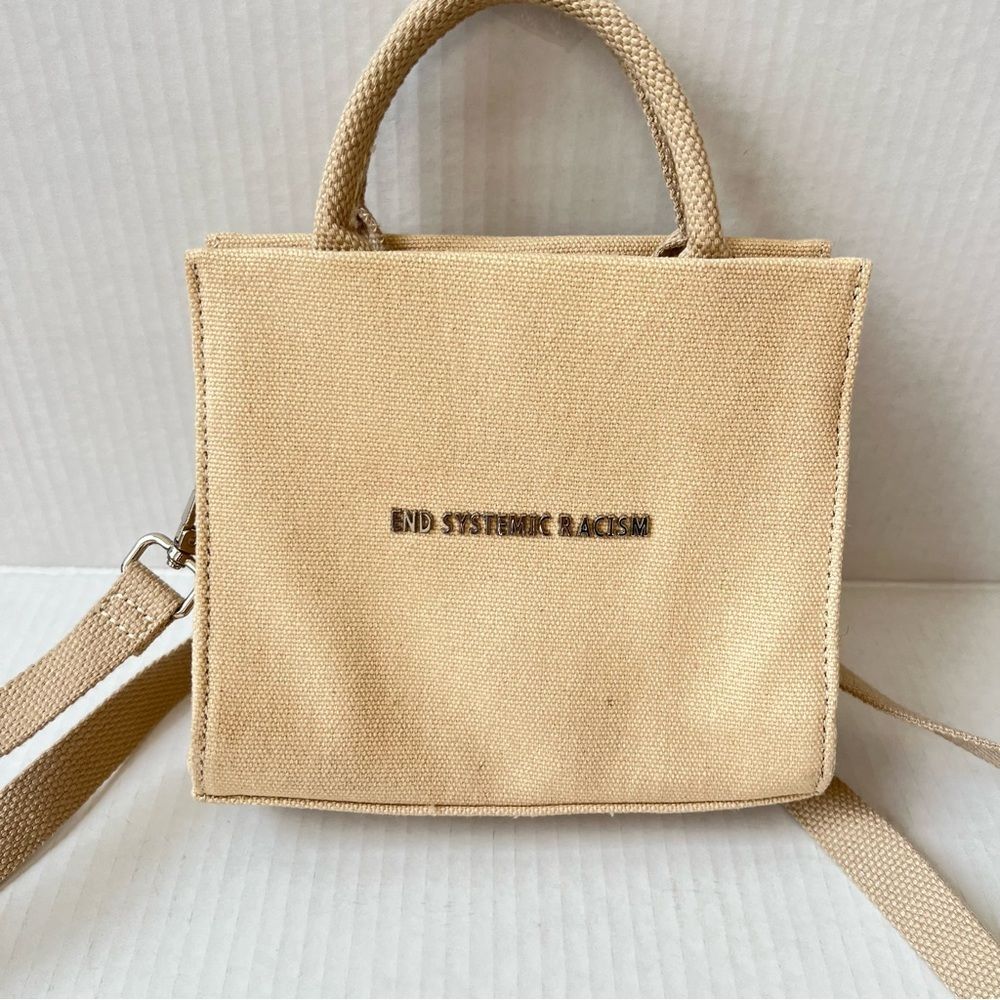 Brandon Blackwood End Systemic Racism Canvas Mini Tote Bag 7" X 6" With Shoulder - Picture 2 of 8